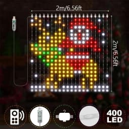 1/2/4PCS Smart LED Curtain Lights LED Fairy Lights App Control Music Sync DIY Pattern Waterproof for Indoor Outdoor Party Decor