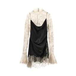 Elegant Satin Floral Lace Patchwork Mini Dress For Women Irregular Hem Long Sleeve Dresses Lady 2026 Chic Evening Party Vestidos