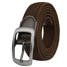 Drizzte Plus Size 100-190cm 190cm 63'' 67'' 71'' Long Black Braided Elastic Stretch Belt Mens Metal Buckle for Big and Tall Man