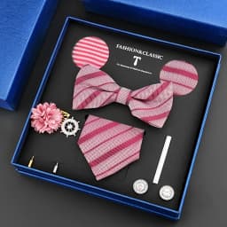 Luxury Neck Tie Set For Men Classic Brand Necktie Bowtie Hanky Cufflinks Floral Brooches Tie Clip Set Wedding Business Box Gift