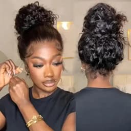 Deep Wave 360 Lace Front Wigs Human Hair 38 Inch HD Full Lace Front Wigs Human Hair Pre Plucked with Drawstring 250 Density Curly Wig for Women