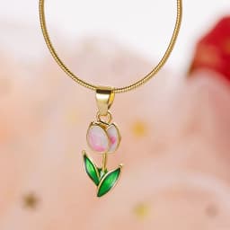 Creative Rotatable Pink Flower Necklace For Women Titanium Steel Rotatable Spinner Clavicle Choker Anti Stress Anxiety Jewelry