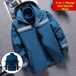High-Speed Reflective Thickened Cotton Jacket Men's Fleece-Lined Printed Workwear Winter Outdoor Style Removable Hat Business...