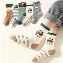 5 Pairs Children's Socks Spring Autumn Socks Kids Boys Cotton Socks Baby Cartoon Pattern Medium Sock