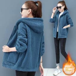Ladies Thickened Fleece Jacket with Hat Casual Long Sleeve Warm Coat Chinese Brand Women's Fashion Autumn Winter Outerwear
