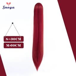 Snoya 60cm/30cm Synthetic Versatile Long Straight Claw Clip Ponytail Extensions for Ancient Costume Design Red Purple Pink Blue