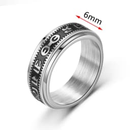 Fidget Spinner Anxiety Rings For Women Men Spinning Rotate Antistress Printing Stainless Steel Ring Accessories Trendy Jewelry