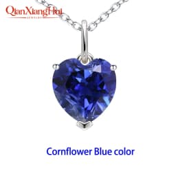3.6ct 9*9mm S925 Silver Heart Shape Lab Grown Royal Blue/Cornflower Sapphire Pigeon Blood Red Inclusions Stone Pendant Necklace