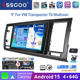 9" Android15 64G Car Stereo Radio For VW T6 Transporter Multivan Wrieless CarPlay Android Auto GPS NAV WIFI RDS FM Bluetooth SWC