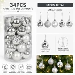34Pcs/Box 4cm Christmas Ball Decoration Xmas Tree Pendent Ornaments for Home Decor Navidad New Year 2026 Party Gift Supplies