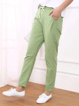 JMPRS 100% Cotton Linen Women Pants Summer Drawstring Ankle-Length Pants Elastic Waist Thin Solid Korean Fashion Ladies Trousers