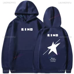 Viktor Tsoi Kino Black Album & A Star Named Sun Graphic Hoodie Men Women Oversized Pullover Vintage Rock Streetwear