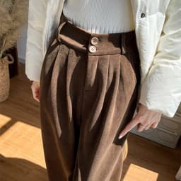 Winter Solid Color Plus Fleece Straight Pants Women Double Buttons Thicken Warm Corduroy Trousers Casual Comfortable Plush Pant