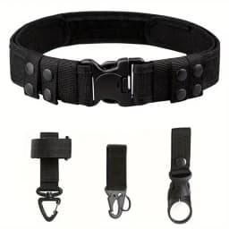 Adjustable Military Tactical Belt for Men, Wear Resistant Nylon Webbing Belt with Double Lock Safety Buckle, Outdoor Camping Hun