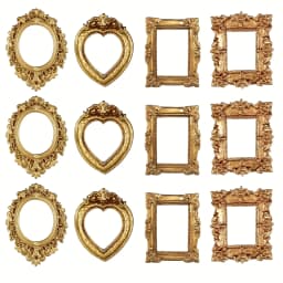 12pcs Vintage Mini Picture Frames Golden Baroque Resin Display Cases Wedding Christmas Photo Display Frames Home Decoration