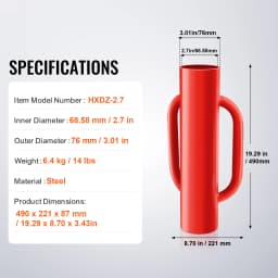 SucceBuy Fence Post Driver with Handle Pole Pounder Heavy Duty Carbon Steel Hand Post Rammer, Fencing Hole Digger for Channel