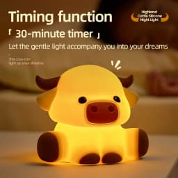 Highland Cattle Night Light With Timer Nursing LED Lights Anime Desktop Lamp Room Decorations Silicone Lamps Kids Birthday Gifts