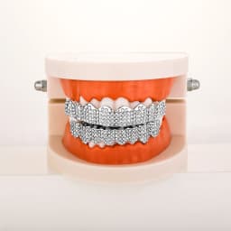 TOPGRILLZ Full Cubic Zircon Punk Teeth Grillz For Unisex 8 Top& 8 Bottom Mouth Removable Dental Grills Fashion Teeth Jewelry