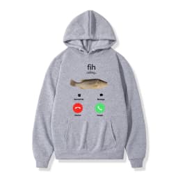 Fih Calling Remind Me Message Decline Accept Phone Call Fish Hoodies Funny Fishman Outfit Sweatshirt Men Women Fleece Pullovers
