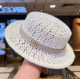 New Flat Top Sun Hat 2026 Delicate Weaving Straw Hat Summer Straw Hat Pearl New Elastic Ribbon Hat Sombreros Chapeau Femme