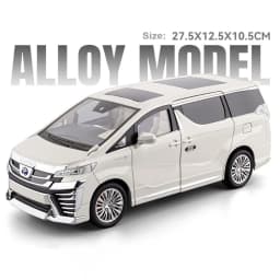 1:18 Vellfire LM300 Alloy MPV Model Diecast Car Toys Sound Light Pull Back Doors Opened Miniature Vehices Christmas Gift for Boy