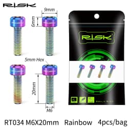 RISK 4PCS M6x16/18/20mm Bicycle Disc Brake Fixed Bolts with Washer Titanium Mountain Bike Brake Caliper Clamp