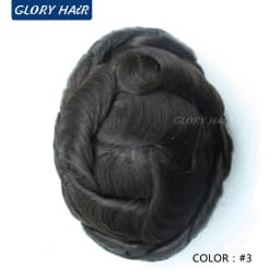 OS106 0.05-0.06mm Male Thin Skin Double Knot Hair Toupee 100% Density Indian Human Hair Prosthesis For Bald Men Hair Loss