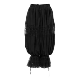 Women Floral Lace Sheer See-through Patchwork Bloomers Casual Loose Drawstring Elastic High Waist Cropped Capri Pants Trousers