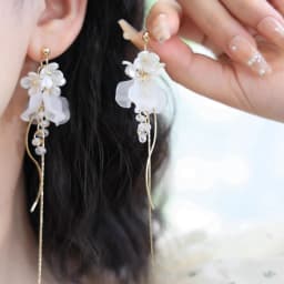 Trendy Temperament Long Pearls No Hole Clip Earrings Imitation Pearl Shell Tassel Long Clip on Earrings on Pierced Ears Women