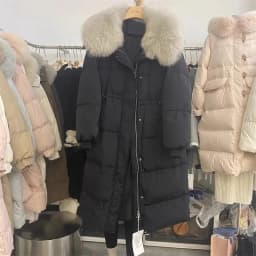 Down Cotton Padded Coach Winter 2025 New Long Over Knee Large Fur Thicken Puffer Jacket Oversize Cotton Coat Outwear