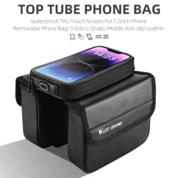 WEST BIKING Waterproof Bicycle Front Frame Bag Double Pouch & 7.2 Inch Phone Touch Screen Bag Cycling Travel MTB Top Tube Bag