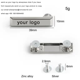 50/100PCS 39x10mm Rectangle Metal Labels With Screws For Handmade Logo Bags Purse Customize Brand DIY Sewing Tag Accessories