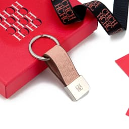 CH Embossed Monogram Leather Keychain Gold Plated Key Ring Luxury Stylish Key Holder Gift Daily Use Fashion Accessory Trendy