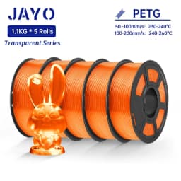 JAYO 5Rolls PETG Filament 1.75MM 1.1KG/Roll 3D Printer Filament PETG High Toughness for FDM 3D Printing Material