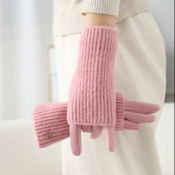 3 Ways to Wear Removable Suede Knitted Gloves Women Winter Keep Warm Touch Screen Fashion Elegant Elasticity Soft Thickened