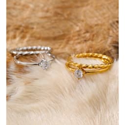 Yhpup Size 6789 Wholesale Lots Double-Layer Stacking Zircon Finger Ring Daily Classic Style Stainless Steel Chic Women Jewelry