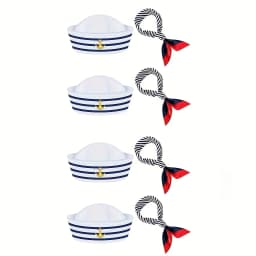 Sailor hat and scarf suit Navy Hat Unisex Captain Hat Navy Marine Hat For cruise lines, adult parties, Navy, cosplay, Outdoor