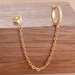 Stainless Steel Gold Color Chain Dangle Drop Earrings for Women Zirconia Pendant Clip Earring Vacation Party Jewelry Accessories