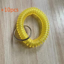10pcs Lucky Line 2” Spiral Wrist Coil with Steel Key Ring, Multi-Color Flexible Wrist Band Key Chain Bracelet, Stretches to 12”,