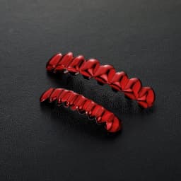 TOPGRILLZ Red Mirror Hip Hop Grillz Set 2Pcs 8 Teeth Top Bottom Grills Y2K Party Cosplay Teeth Halloween Jewelry Men Women