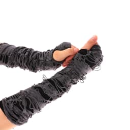 2PCS Black Ripped Holes Decor Cosplay Gloves For Adults Sexy Gothic Fingerless Gloves Casaul Broken Slit Gloves Halloween Gloves