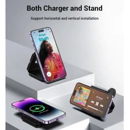 3-In-1 Foldable Magnetic Wireless Charger | Portable And Travel-Friendly | Compatible with Iphone 12-15 Series, Airpods 2/3/Pro