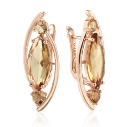 Kinel New Light Brown Crystal Long English Earrings for Women 585 Rose Gold Color With Natural Zircon High Quality Daily Jewelry