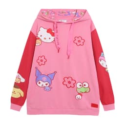 High Quality Fleece Lined Hoodie Women's plus Size mid Length Jacket with Pockets Durable Cotton Polyester Cartoon Print