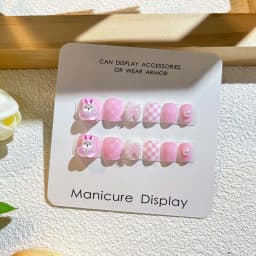 Rabbit Children False Nails Flower Full Cover Nail Art Tips Kids Fake Nail Extension Nail Supplies Bears Kids Cartoon Fake Nails