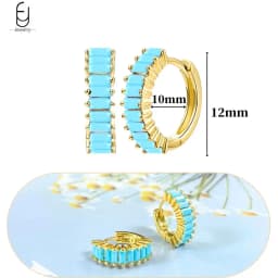925 Sterling Silver Needle Exquisite Turquoise Silver Earrings for Women Blue Crystal Geometry Pendant Earrings Luxury Jewelry