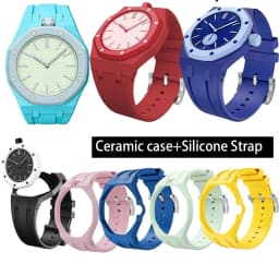 2in1 Bioceramic Case&Silicone Strap For Swatch x AP Royal pop Pocket watch bands Modification kit integrated Silicone Wirstband