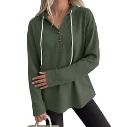 Casual Pullover Hoodie with V Neck Regular Length American and European Style Regular Sleeve Autumn Long Sleeve Women Hoodie