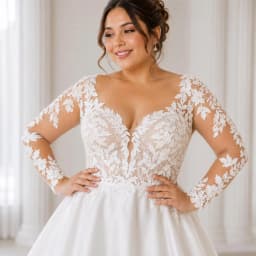 Customized Plus Size Wedding Dress Long Sleeve Lace Bridal Gown A Line Elegant Bride Dress Backless