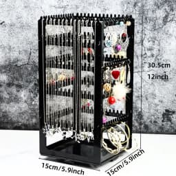Rotating Jewelry Display Stand Earclip Earnail Earring Storage Stand Portable Earaccessory Storage Box Hanging Necklace Stand